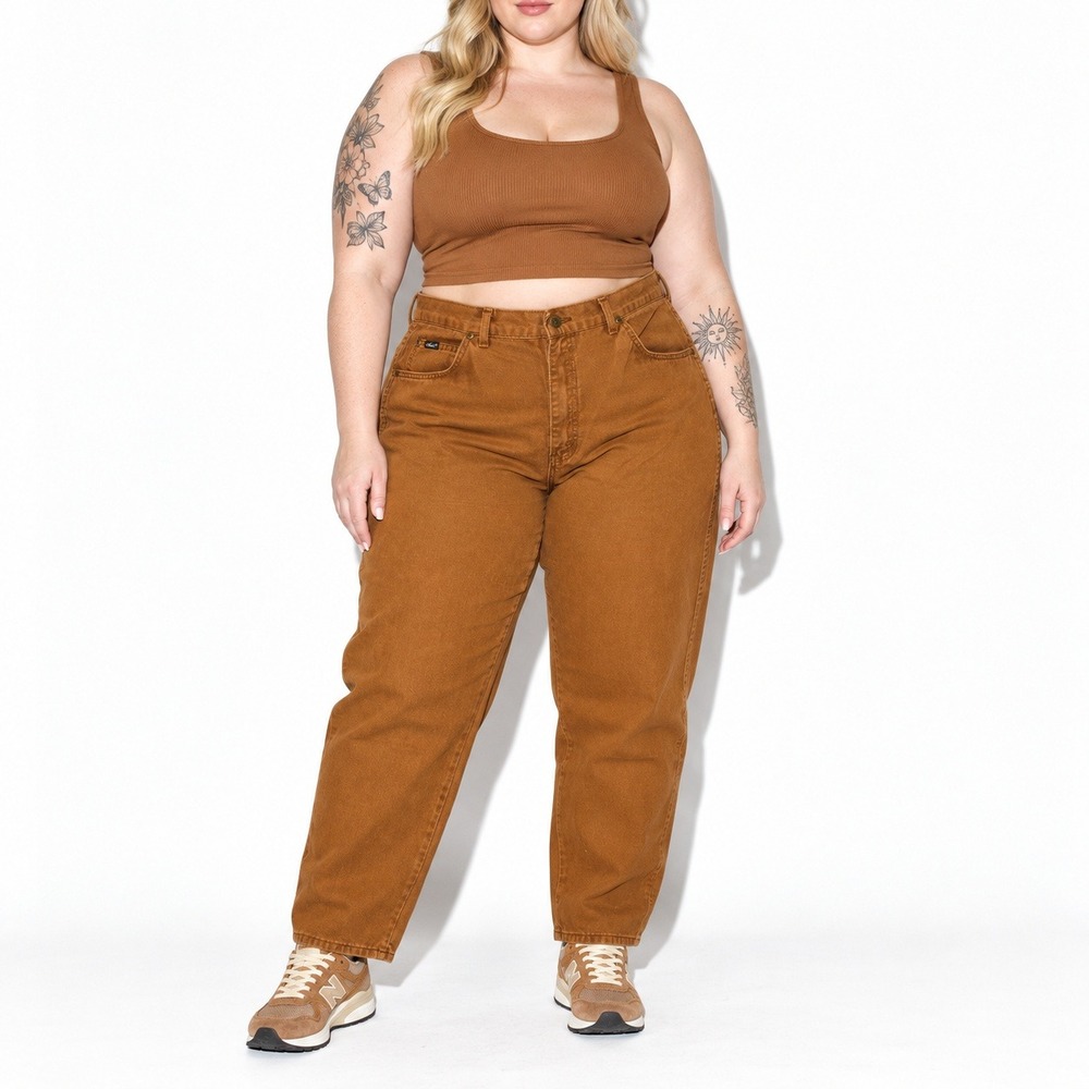 80s Vintage Chic Sienna Brown Jeans Women 14 High Waist Ankle Denim USA Made